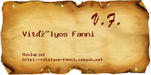 Vitályos Fanni névjegykártya